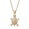 Brass Micro Pave Clear Cubic Zirconia Tortoise Pendant 304 Stainless Steel Cable Chain Necklaces for Women NJEW-JN05903-01-2