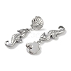 Non-Tarnish Texture Sea Horse 304 Stainless Steel Dangle Earrings EJEW-L283-024P-2