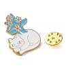 Cartoon Yoga Cat & Flower Enamel Pins JEWB-E030-01G-01-3