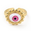 Acrylic Sun with Evil Eye Open Cuff Ring RJEW-B042-07G-01-2