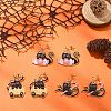 Halloween Theme Alloy Enamel Cat Dangle Stud Earrings with Brass Pins EJEW-JE05308-5