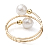 Round Shell Pearl Beaded Cuff Rings for Women RJEW-TA00152-4