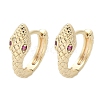 Brass Cubic Zirconia Hoop Earrings EJEW-Q014-09G-2