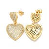 Rack Plating Brass Micro Pave Clear Cubic Zirconia Stud Earrings for Women EJEW-C125-05G-4