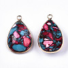Teardrop Assembled Synthetic Turquoise and Natural Regalite/Imperial Jasper Pendants G-N330-20B-2