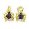 Rack Plating Brass Micro Pave Cubic Zirconia Spider Charms ZIRC-I065-02D-1