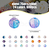 BENECREAT 600Pcs 24 Colors Transparent Crackle Glass Beads GLAA-BC0001-26-2