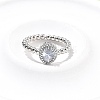 Oval Brass Micro Pave Cubic Zirconia Cuff Bangles & Rings Sets for Women SJEW-R002-03P-01-2