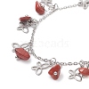 Natural Red Jasper Chips & Butterfly Charms Anklet AJEW-AN00512-07-3