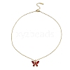 Butterfly Glass Pendant Necklaces NJEW-E105-03KCG-2