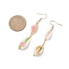 Cowrie Shell Flower Dangle Earrings EJEW-MZ00250-01-3