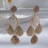 Teardrop Alloy Raffia Dangle Stud Earrings FS-WG86BCE-07-1
