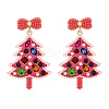 Christmas Trees with Bowknot Alloy Dangle Stud Earrings for Women EJEW-Z078-01B-2