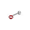 Red Lip Stainless Steel Enamel Straight Barbell Piercing Tongue Rings for Women Men WG89D28-01-1