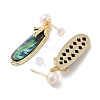 Pearl & Paua Shell Dangle Stud Earrings EJEW-P256-07G-2