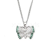 Brass Micro Pave Clear Cubic Zirconia Pendant Necklaces NJEW-M211-01A-P-1