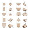  40Pcs 10 Styles Fan & Rectangle & Flat Round & Oval Ash Wood Stud Earring Findings EJEW-TA0001-18-2