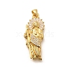 Religion Themed Rack Plating Brass Micro Pave Cubic Zirconia Pendants KK-L226-007G-09-1