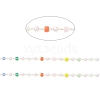 Faceted Cube Glass & ABS Plastic Imitation Pearl Beaded Chains CHS-G026-02KCG-03-2