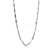 201 Stainless Steel Rectangle Bar Link Chain Necklace NJEW-Q336-05A-P-1