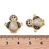 Rack Plating Brass Micro Pave Clear & Black Cubic Zirconia Penguin Connector Charms KK-Z064-41G-3