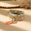 Bohemian Vacation Style Glass Beaded Charms Bracelets Set for Women VJ2934-10-1