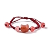 Cat Head Resin Brainded Bead Bracelets BJEW-L701-02A-4