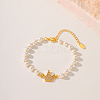 Fashionable Crown Brass Crystal Rhinestone & Imitaiton Pearl Braided Bead Bracelets for Women DV0214-7-1