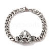 304 Stainless Steel Viking Wing Skull Link Chain Bracelets for Men BJEW-B096-49D-1