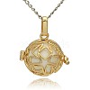 Golden Tone Brass Hollow Round Cage Pendants KK-J231-07G-1