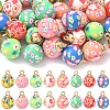 32Pcs 8 Colors Handmade Polymer Clay Pendants CLAY-YW0002-74-1