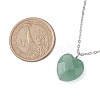 Natural Green Aventurine Faceted Heart Pendant Necklaces NJEW-JN05104-02-3