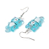 Iron Transparent Resin Cat Shape Dangle Earrings EJEW-JE06379-5