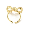 Rack Plated Brass Bowknot Open Cuff Ring for Women RJEW-Z039-06G-3