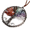 Brass & Chakra Natural Gemstone Chips Pendant Decorations HJEW-Z007-05R-07-2