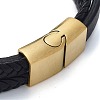 Men's Black PU Leather Cord Multi-Strand Bracelets BJEW-K243-47G-3