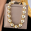 304 Stainless Steel Graduated Beaded Necklace for Women NJEW-G157-04G-1