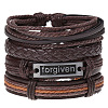 4Pcs Retro Cattlehide Leather Cord Multi-strand Bracelets for Men WGE7990-24-1