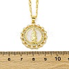 Brass Clear Cubic Zirconia Flat Round with Virgin Mary Pendant Necklaces NJEW-C071-07A-G-5