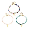 3Pcs 3 Colors Alloy Cross Charm Bracelets BJEW-JB12323-2