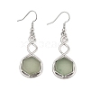 Hexagon Natural Green Aventurine Dangle Earrings EJEW-K298-01P-03-4