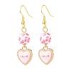 3 Pairs 3 Style Pink Alloy Enamel Charms & Resin Beads Dangle Earrings EJEW-JE05030-03-4