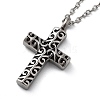 304 Stainless Steel Flower Textured Cross Urn Ashes Necklaces STAS-Z106-03AS-5