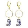 Rack Plating Alloy Cat Dangle Leverback Dangle Earrings EJEW-JE05502-2