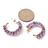 Natural Amethyst Round Beaded Ring Stud Earrings EJEW-JE05430-03-2