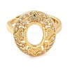 Rack Plating Oval Brass Micro Pave Cubic Zirconia Adjustable Ring Components KK-Q819-08G-2