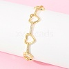 Heart Brass Micro Pave Clear Cubic Zirconia Link Chain Bracelets for Women BJEW-T025-01G-1