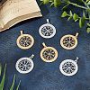 Unicraftale 6Pcs 2 Colors 304 Stainless Steel Norse Viking Compass Amulet Pendants STAS-UN0038-27-3