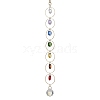 Colorful Glass Octagon Beads & Brass Rings Hanging Ornaments HJEW-JM02145-1