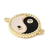 Brass Clear Cubic Zirconia & Natural White Shell & Resin Connector Charms CU-CBA6938-19G-01-2